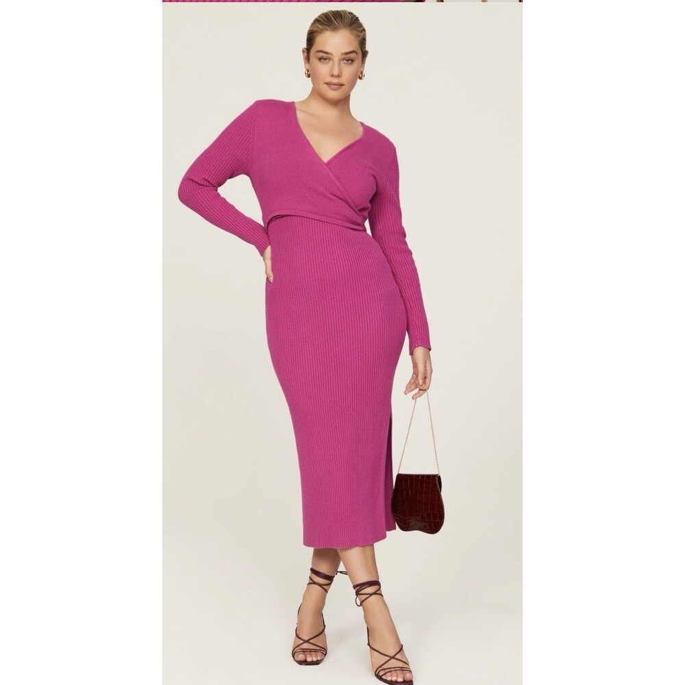 Pink Wrap Midi Dress By Toccin Size  S